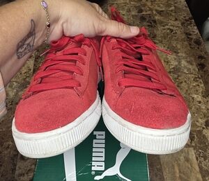 Puma Red Suede Sneakers